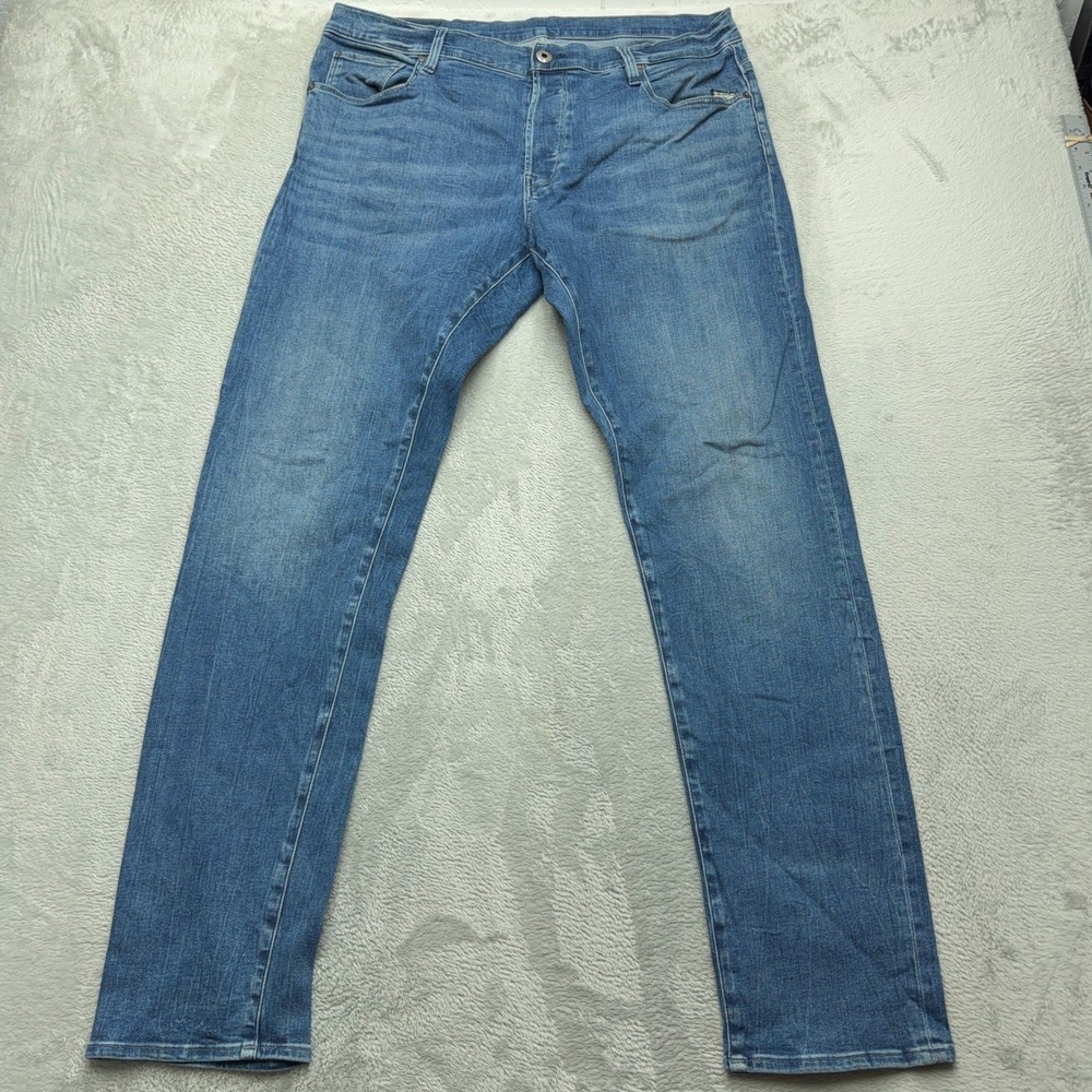 G-Star RAW Jeans Mens 38x34 Blue 3301 Slim Fit Medium Wash Denim Pants